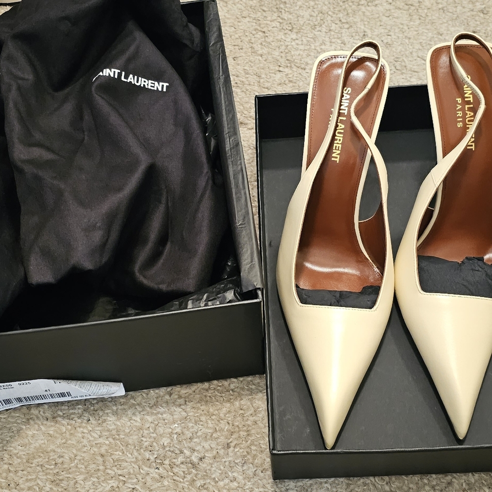 SOLD....  Saint Laurent Kiss Slingback Cream. EUR 41.  NWT. FITS LIKE US9.
